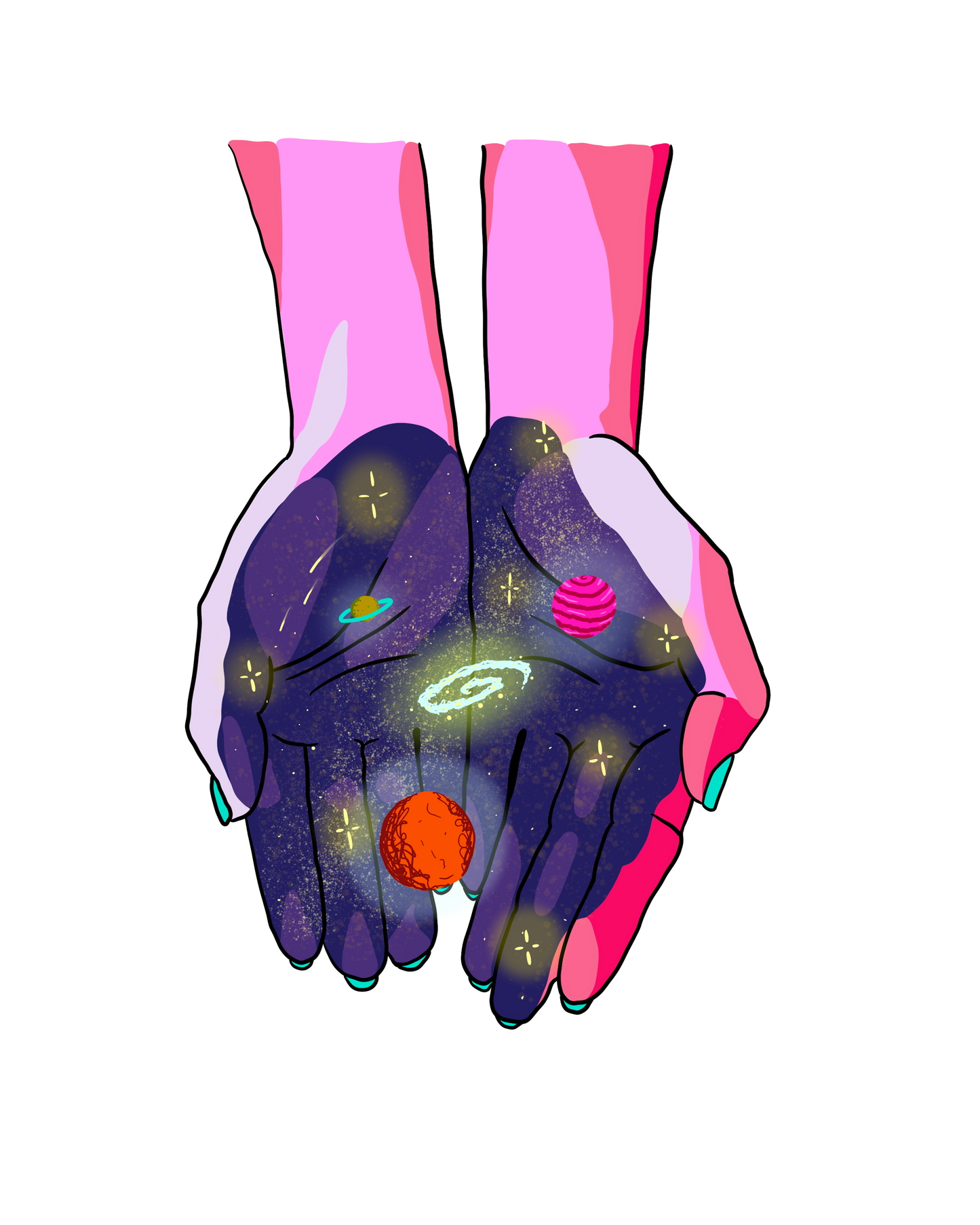 Galaxy Hands Sticker