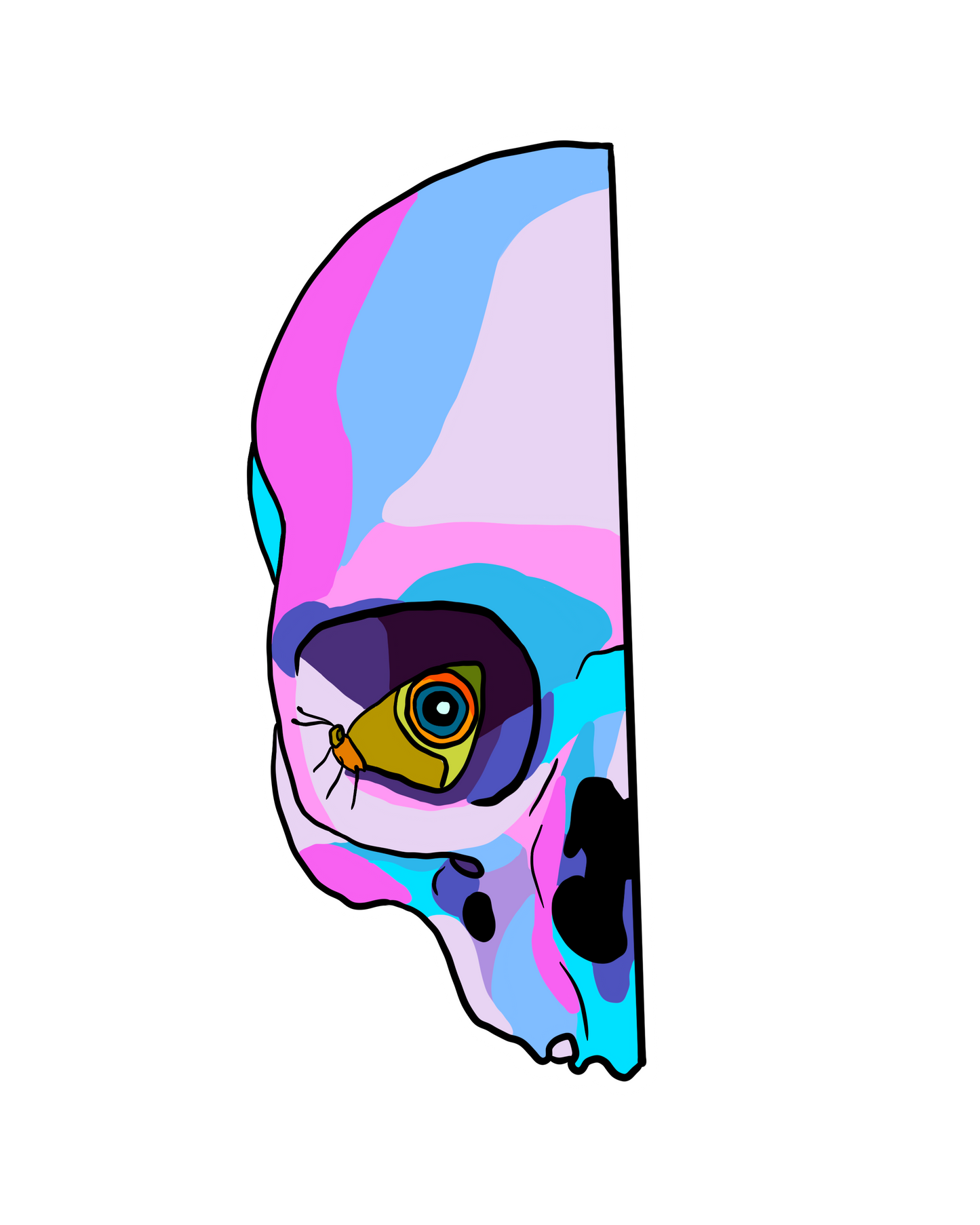 Skull Butterfly Half Sticker