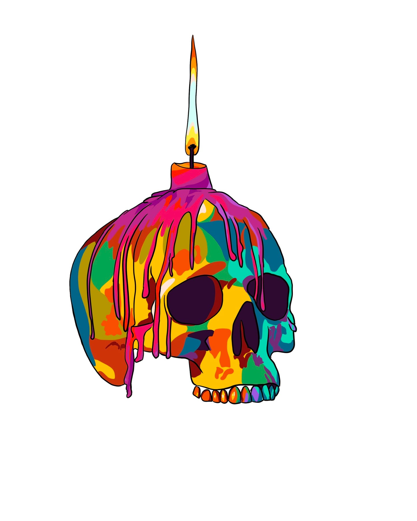 Skull with Candle Sticker
