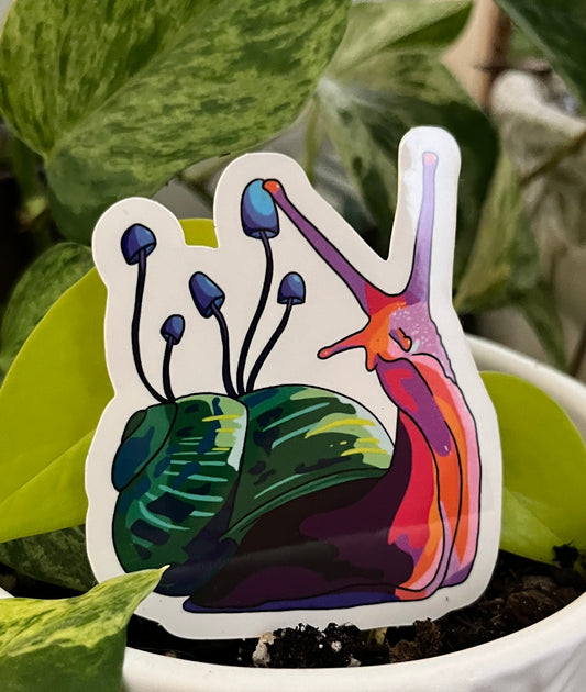 Snail with Mushrooms Sticker