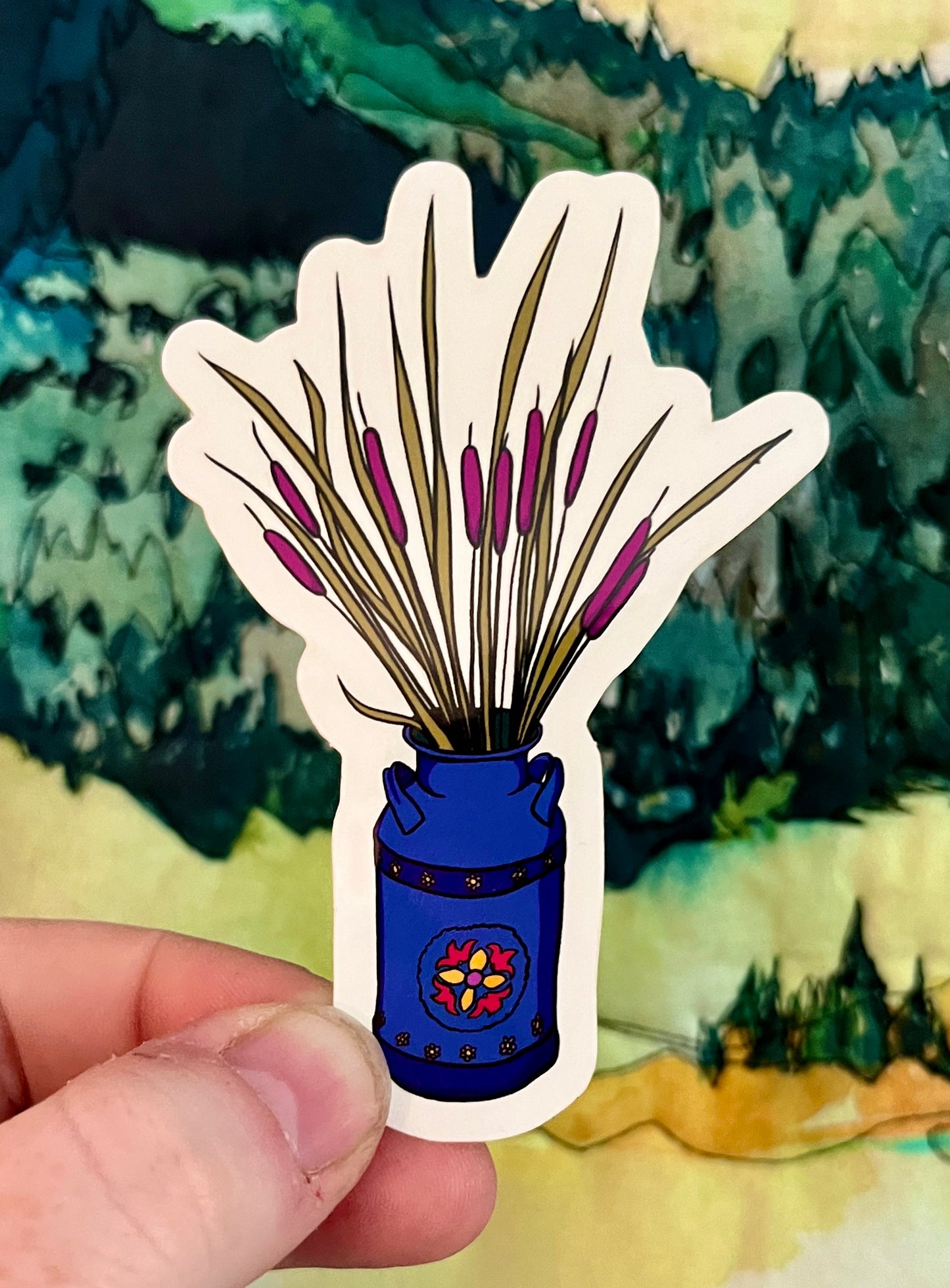 Cattails in a Jug Sticker