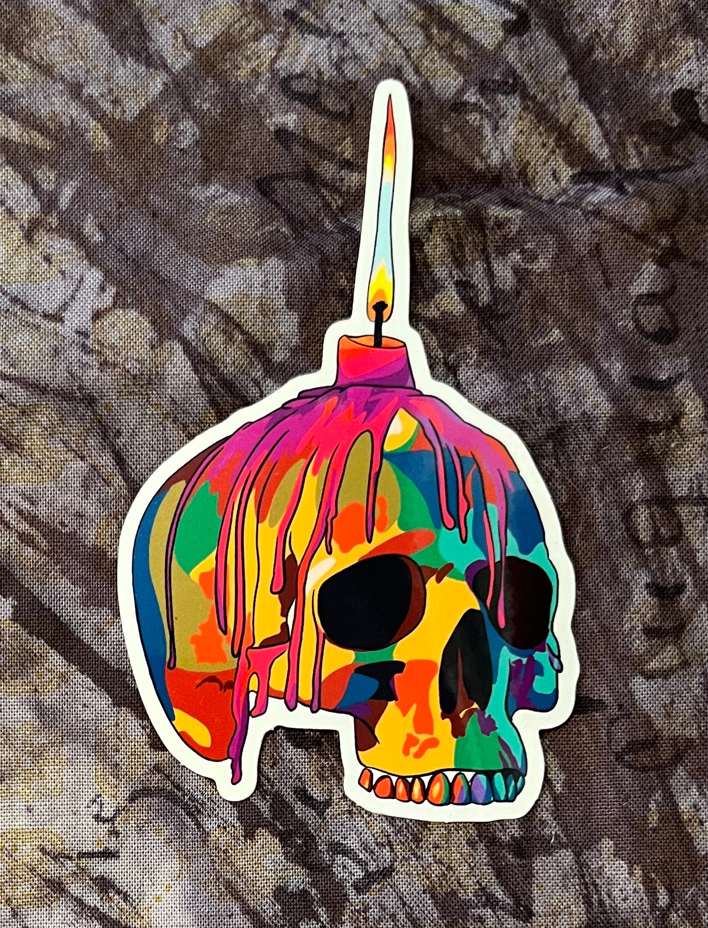 Skull with Candle Sticker