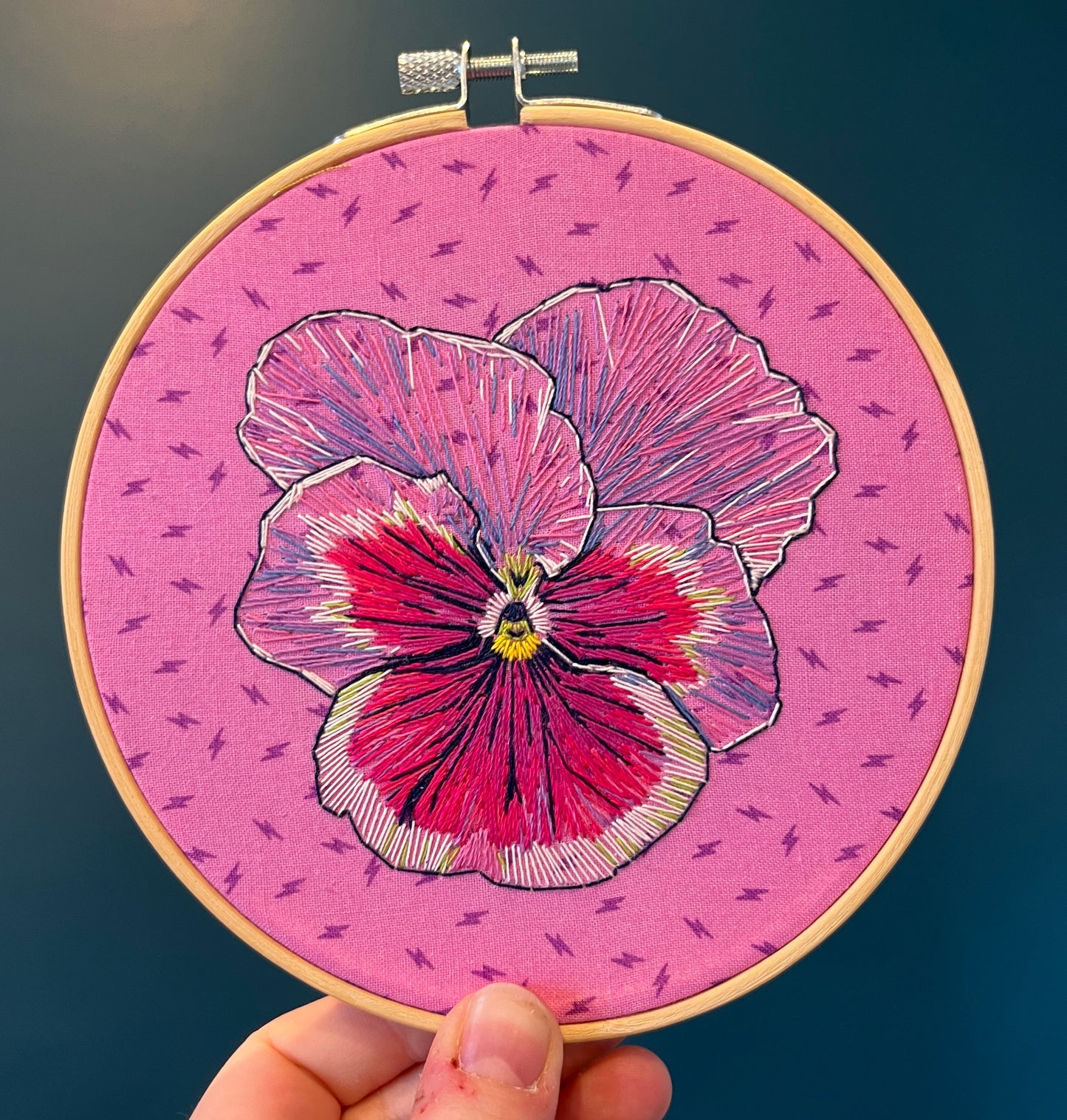 Pansy Hand Embroidered Thread Painting