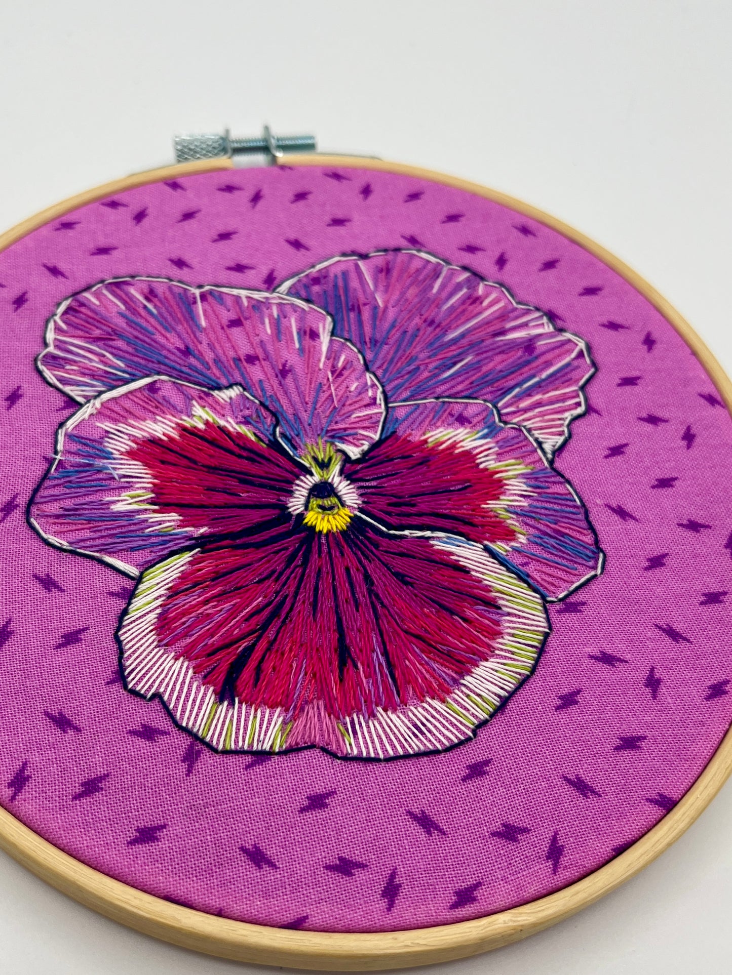 Pansy Hand Embroidered Thread Painting