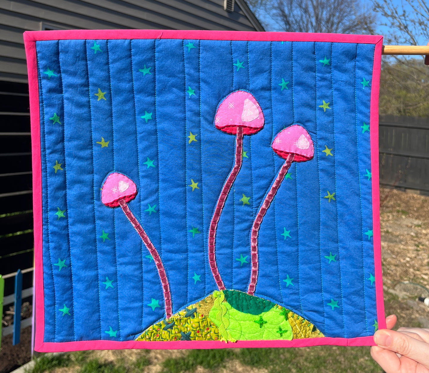 Pink Mushie Trio Original Quilt