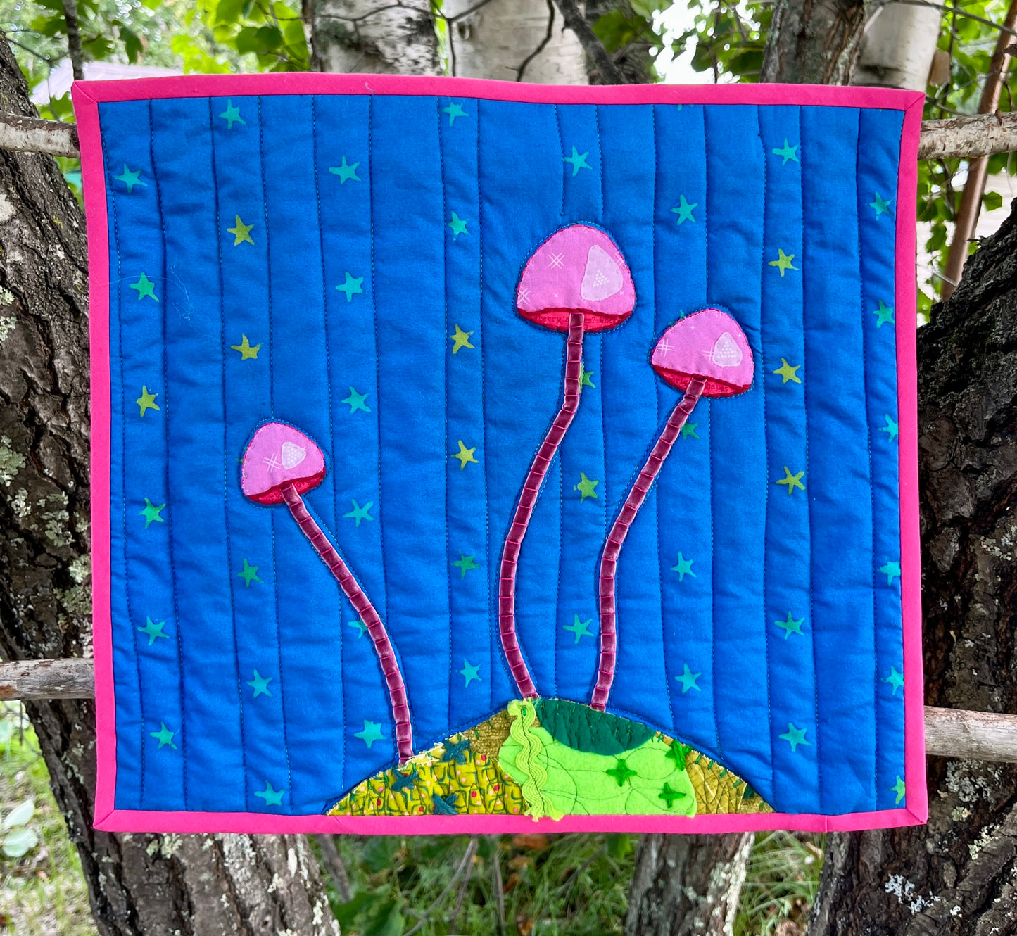 Pink Mushie Trio Original Quilt
