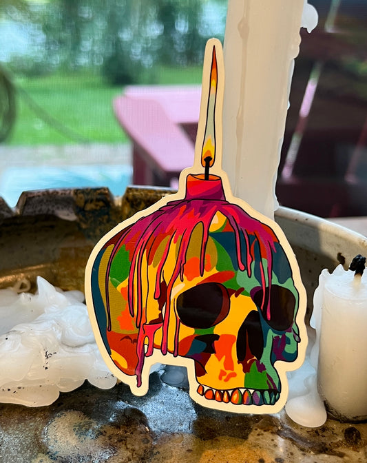 Skull with Candle Sticker