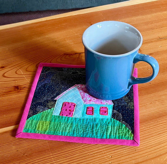 House on a Hill Mug Rug