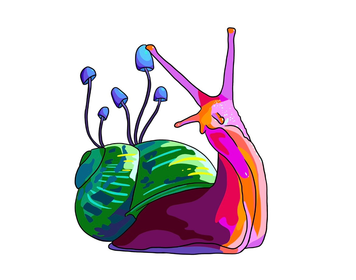 Snail with Mushrooms Sticker