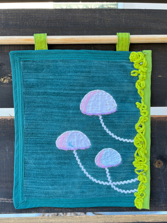 Mini Mushies on Velvet Original Wall Hanging