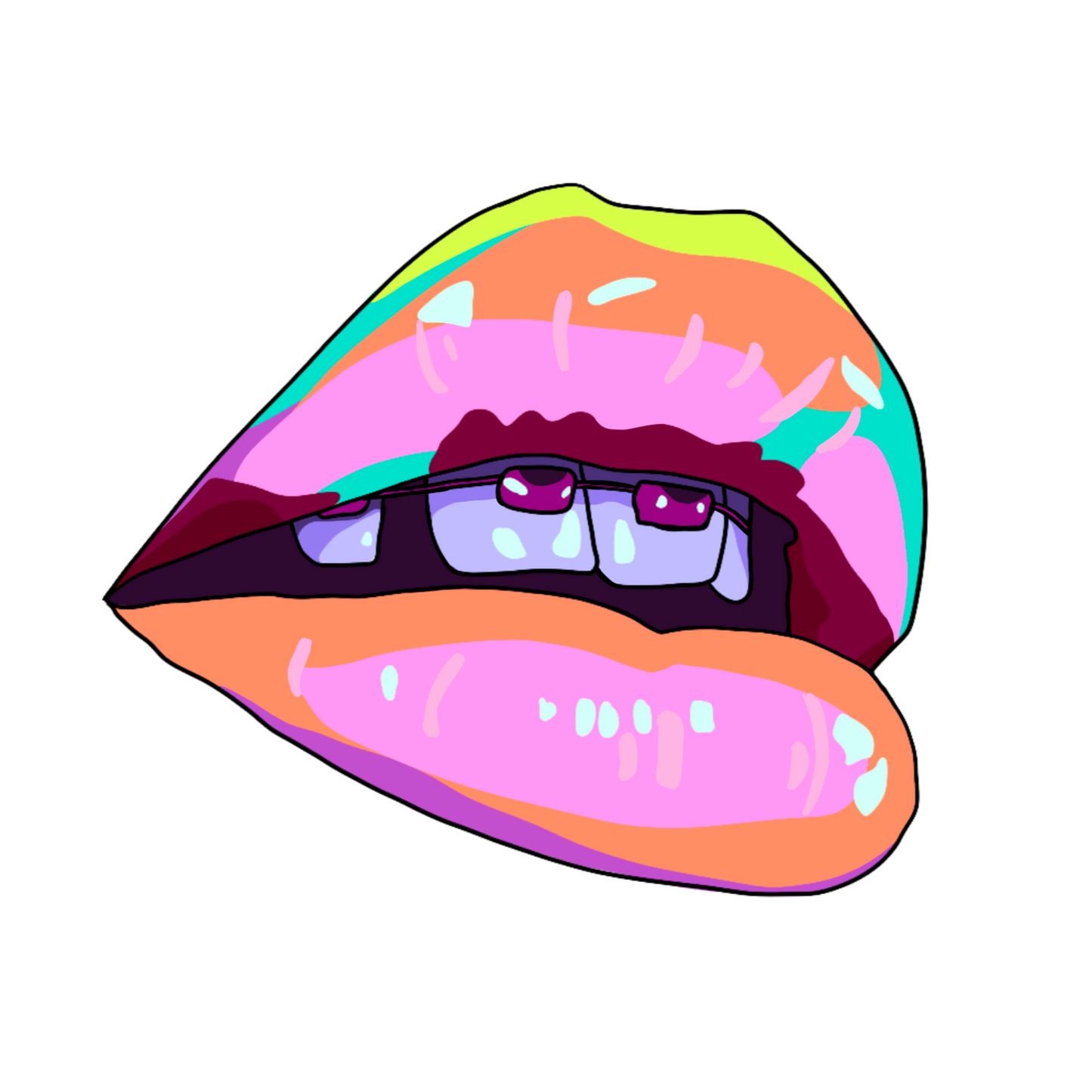 Braces Lips Mini Sticker