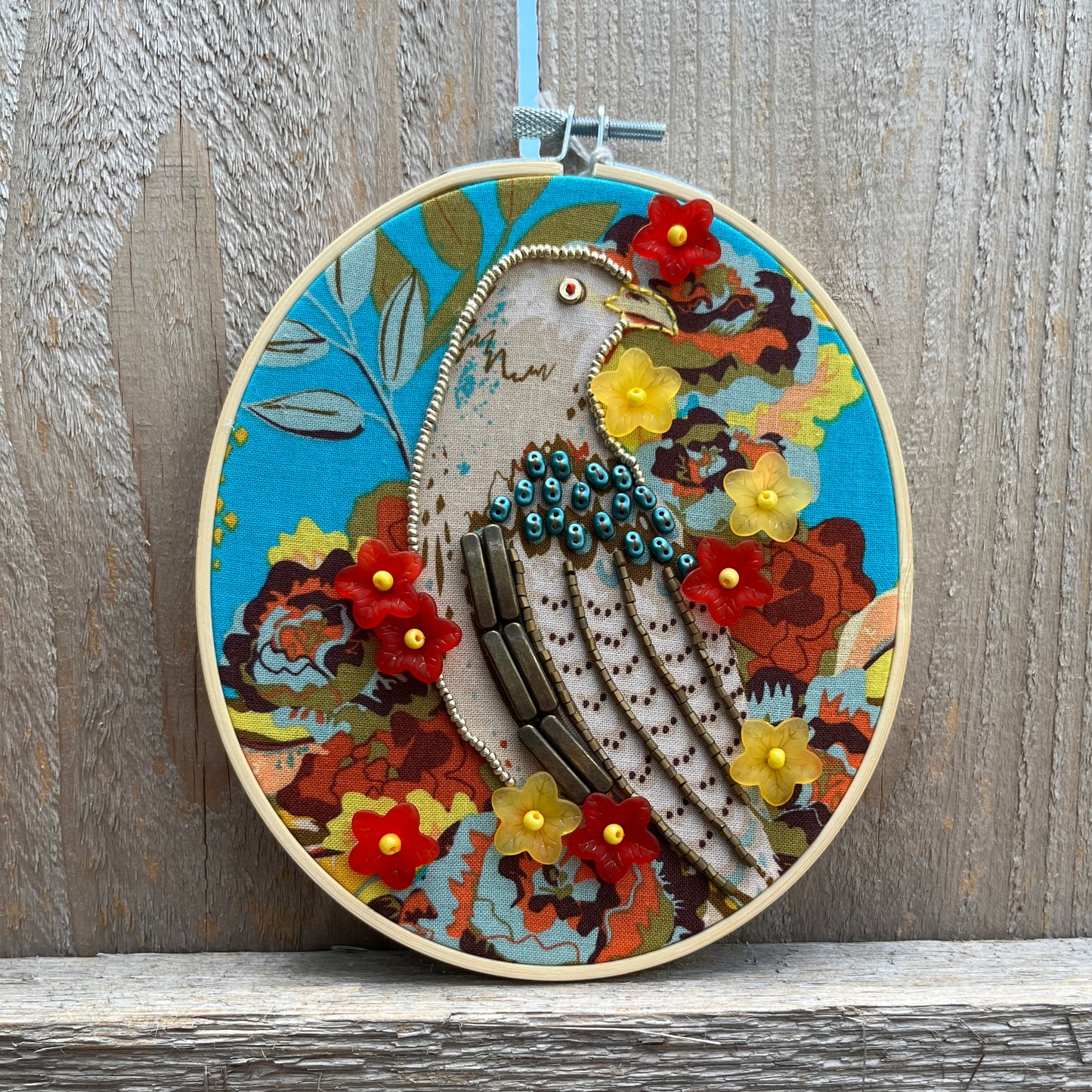 Brown Bird Oval Hoop