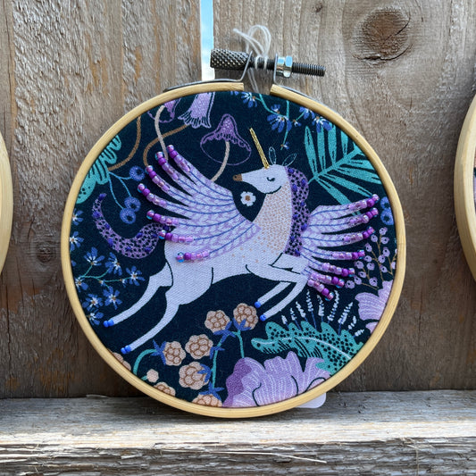 Winged Unicorn 4" Beaded Hoop