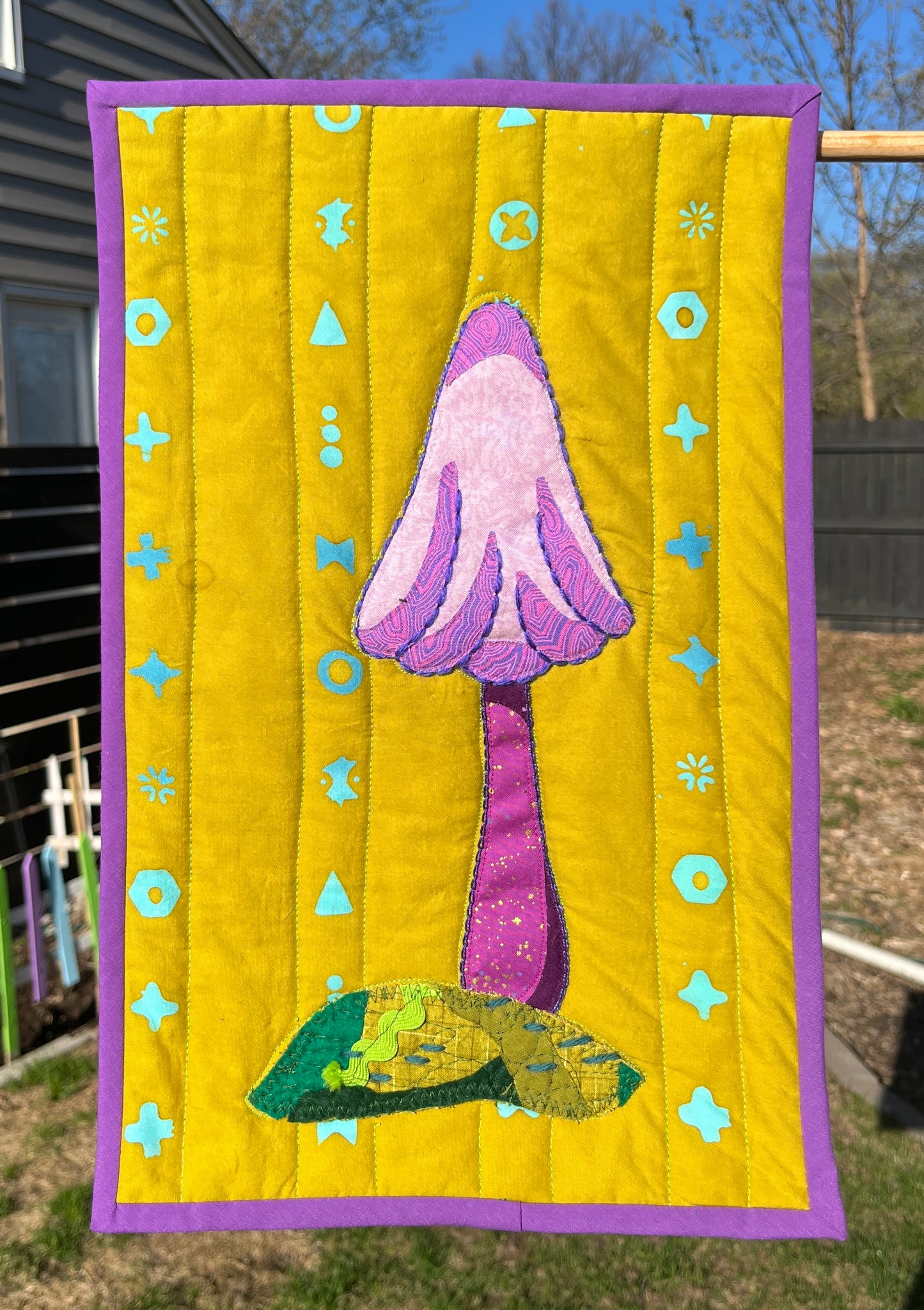 Purple Capped Mushroom Original Quilt