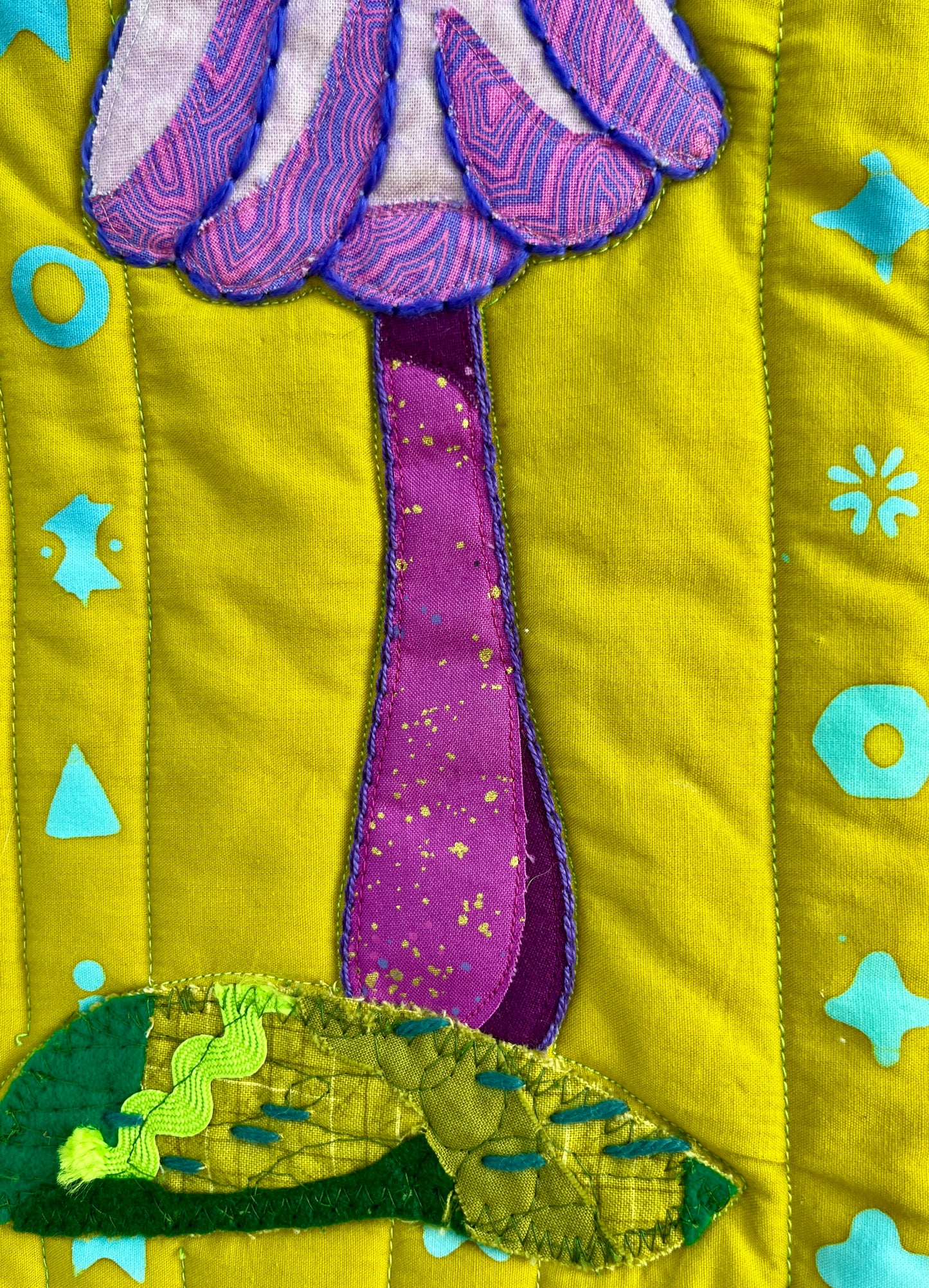 Purple Capped Mushroom Original Quilt