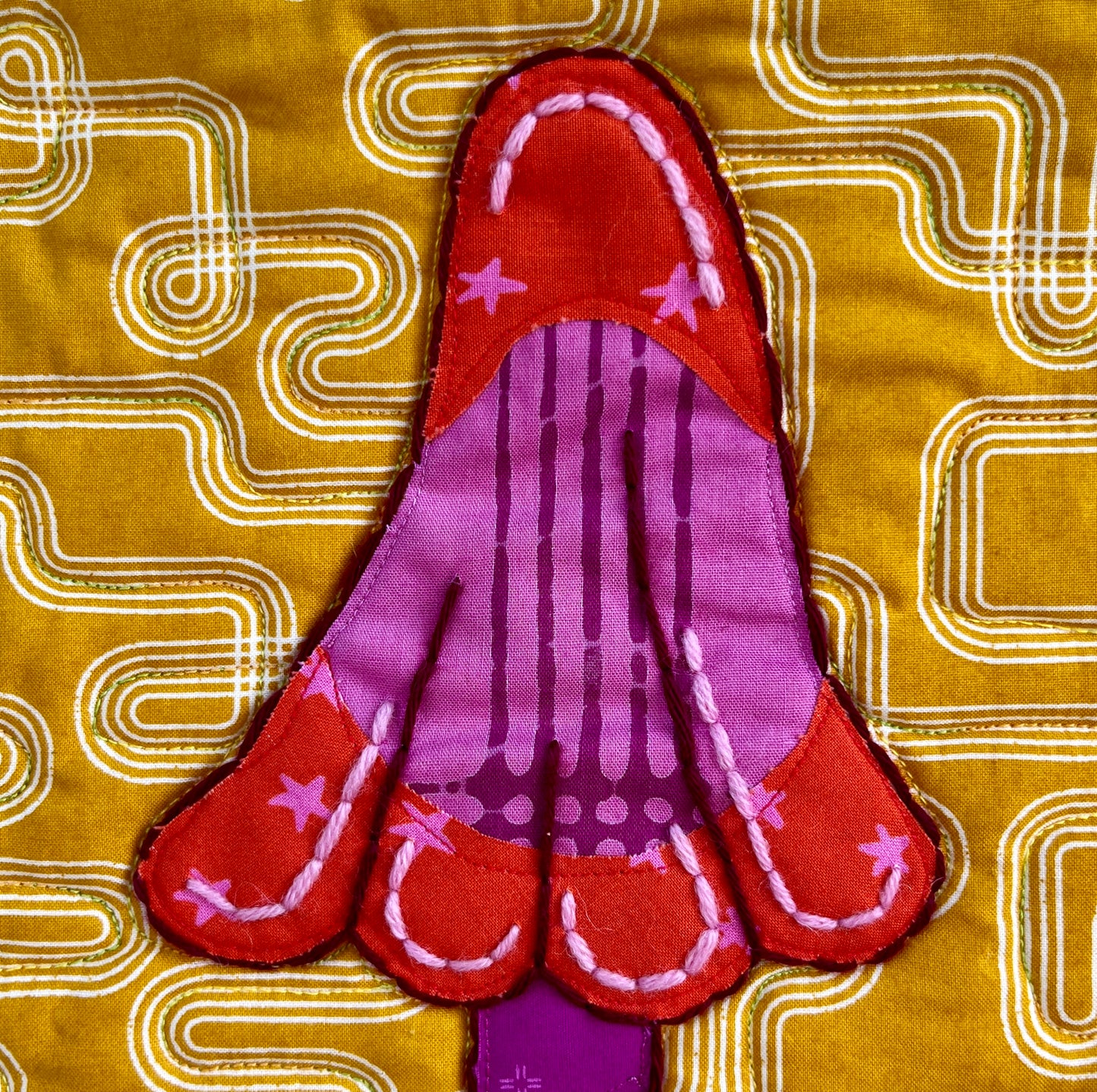 Red Capped Mushroom Original Quilt