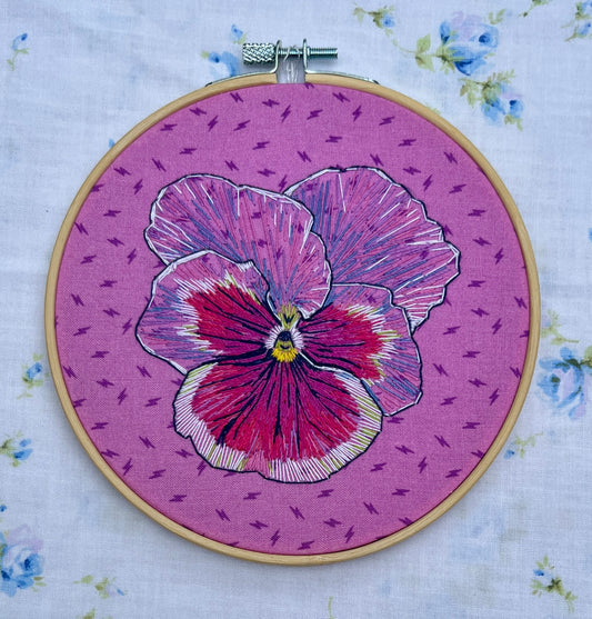 Pansy Hand Embroidered Thread Painting
