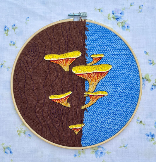 Oyster Mushroom Thread Painting