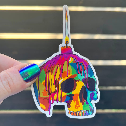 Skull with Candle Sticker