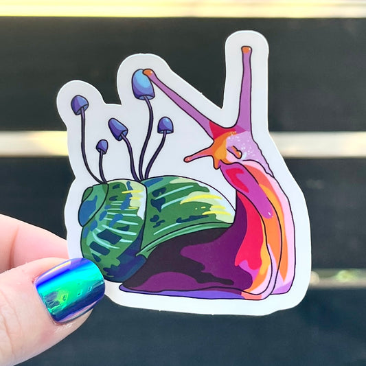 Snail with Mushrooms Sticker
