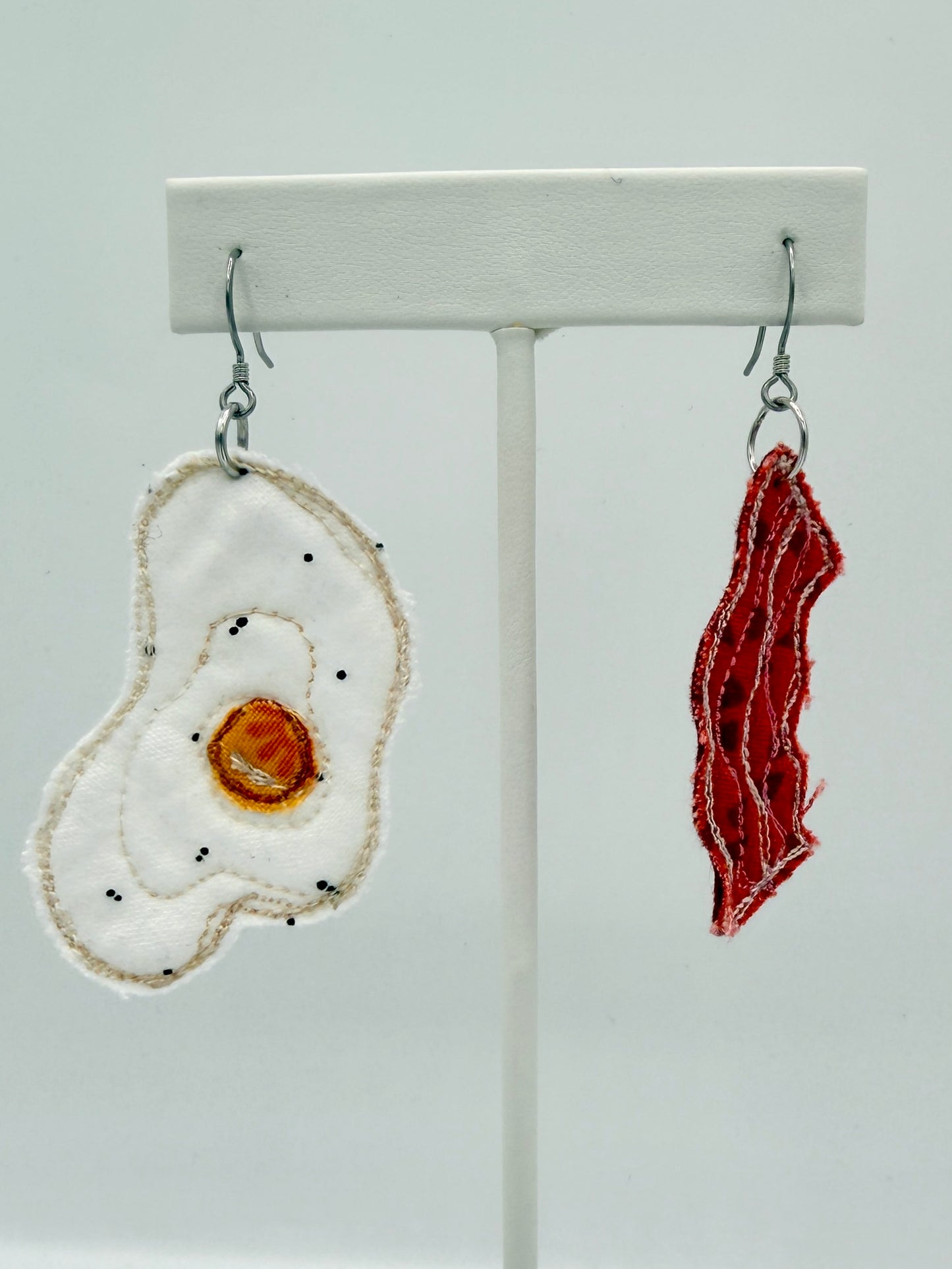 Egg and Bacon Fabric Earrings