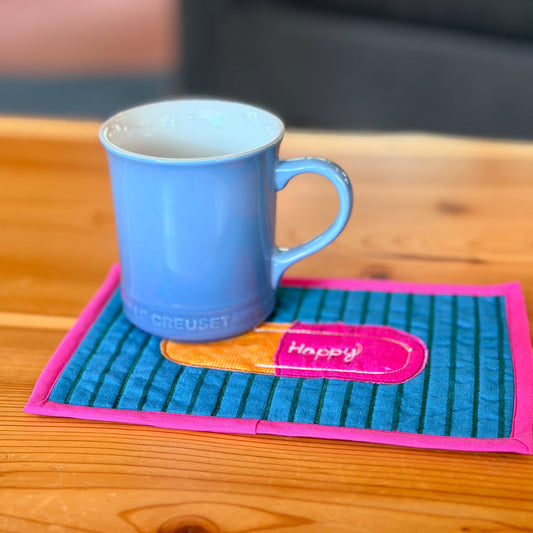 Happy Pill Mug Rug