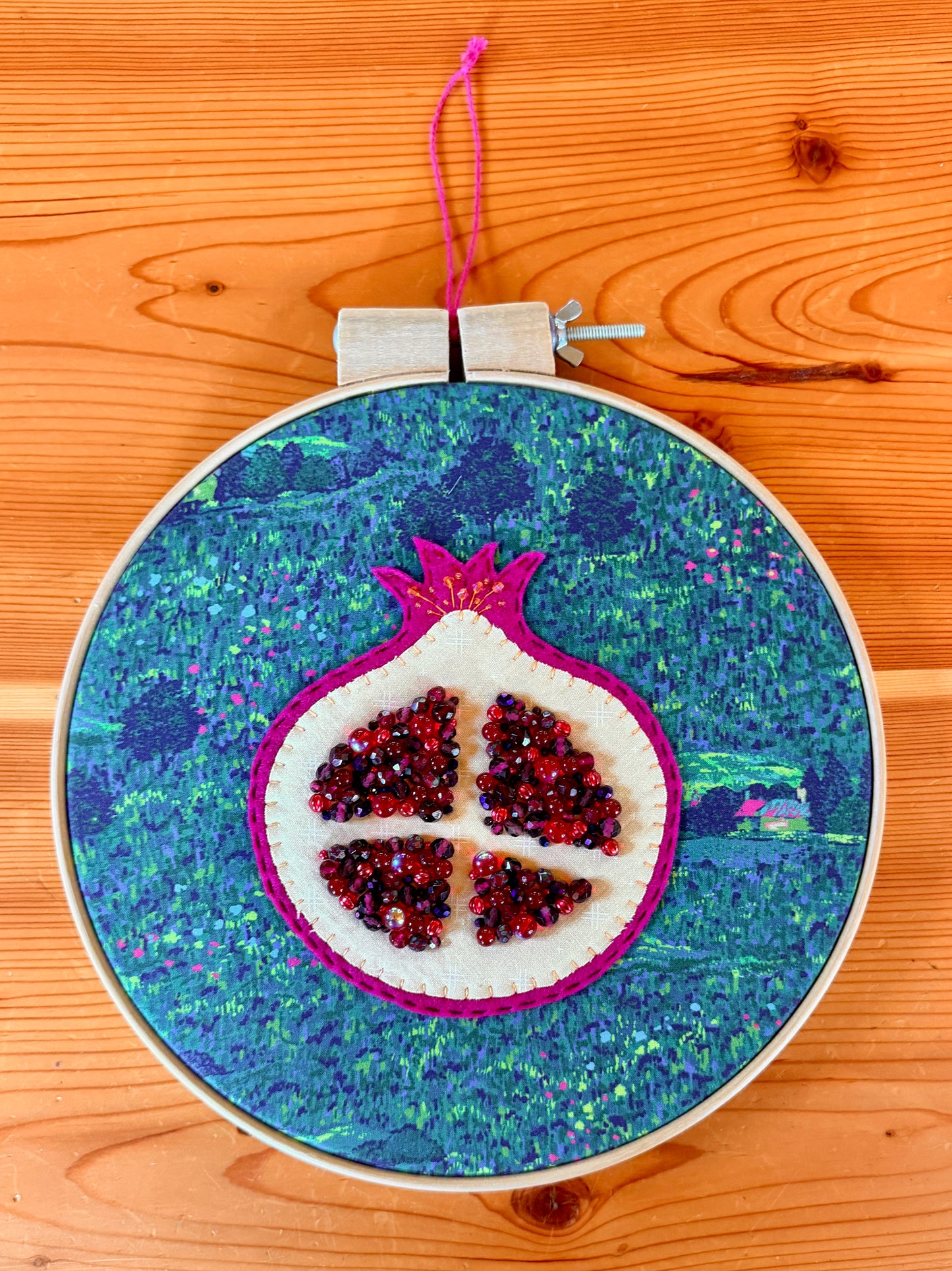 Pomegranate Beaded Hoop