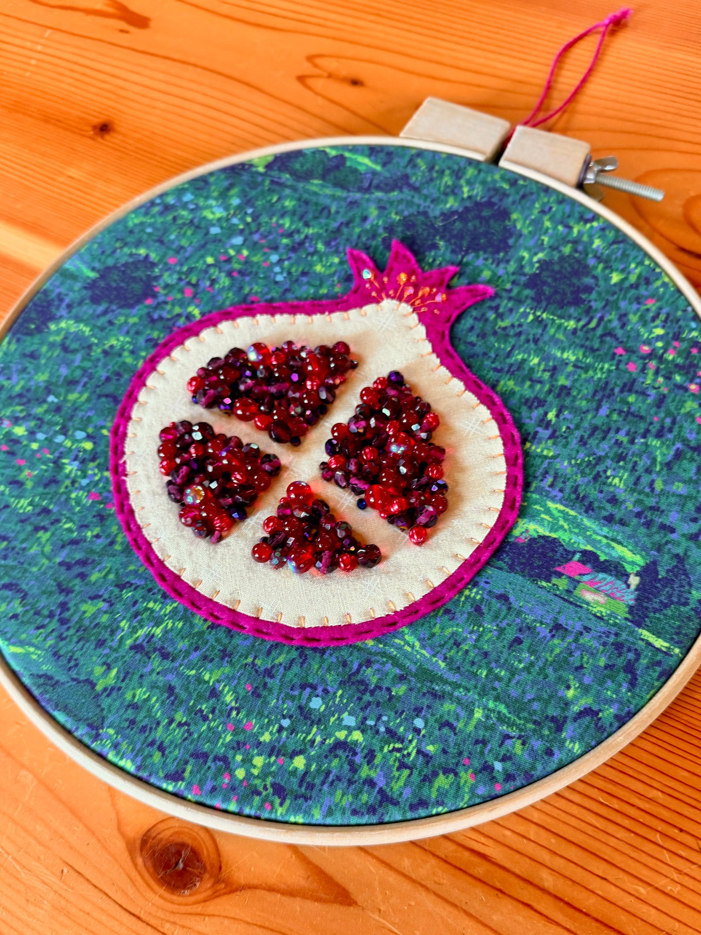 Pomegranate Beaded Hoop