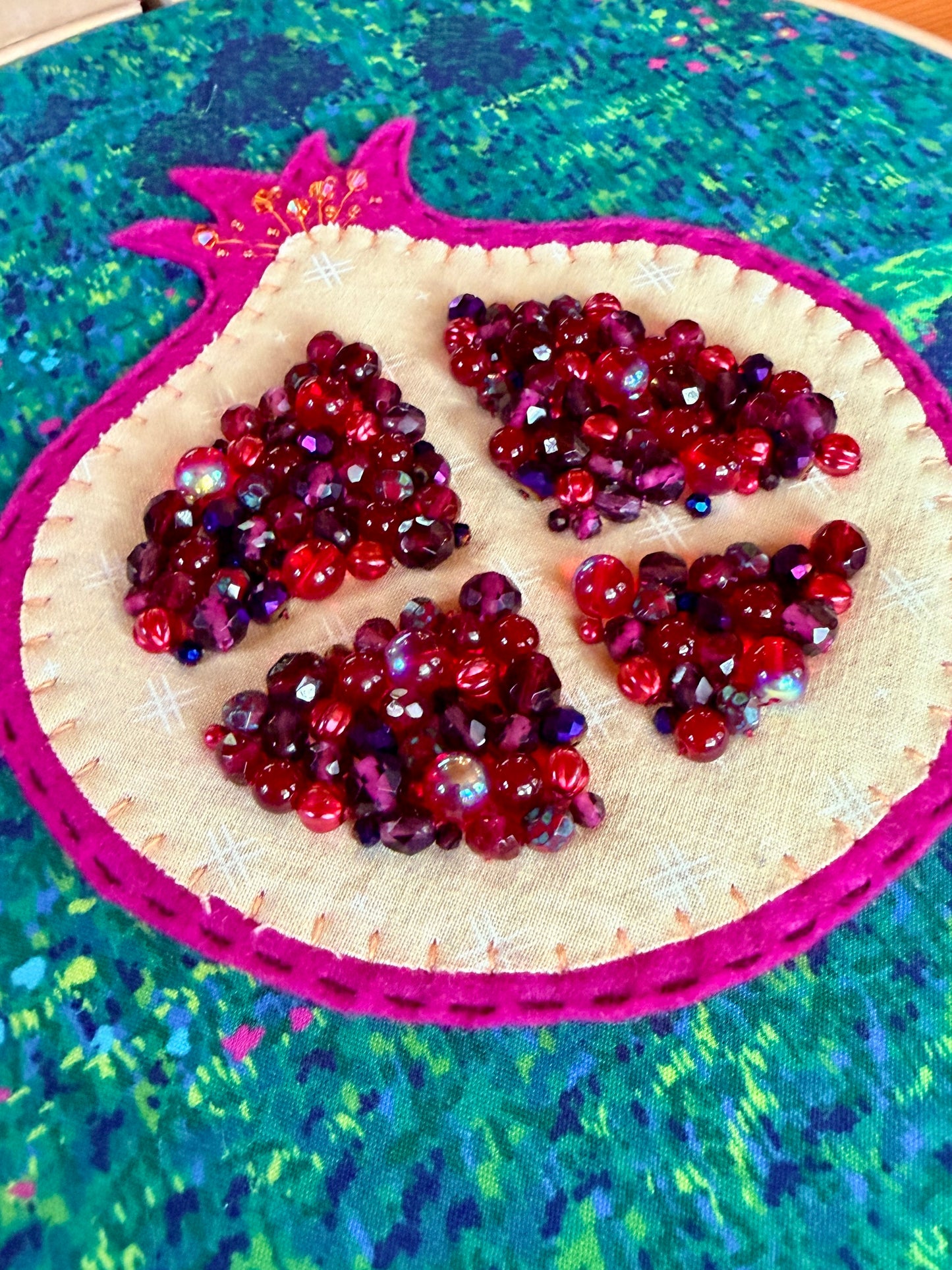Pomegranate Beaded Hoop
