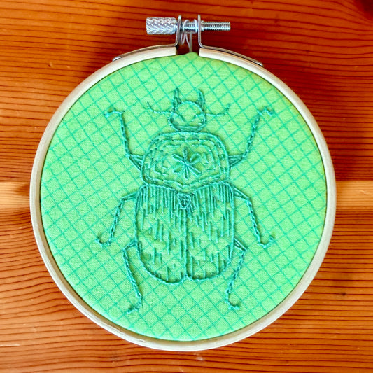 Green Beetle Embroidered Hoop