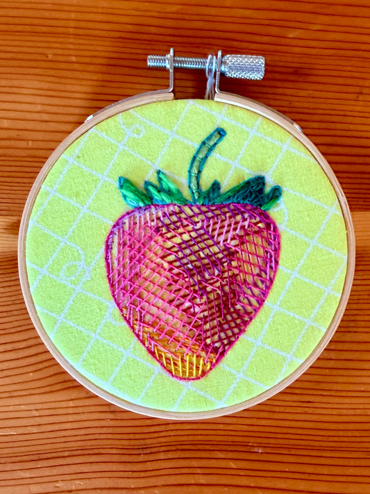 Strawberry Embroidered Hoop