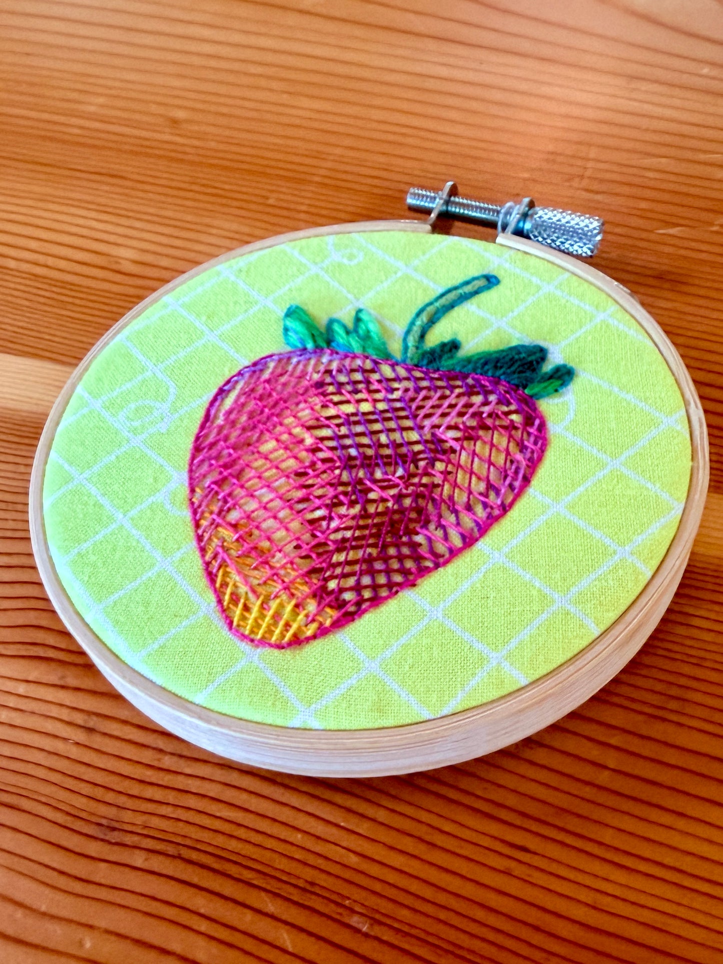 Strawberry Embroidered Hoop