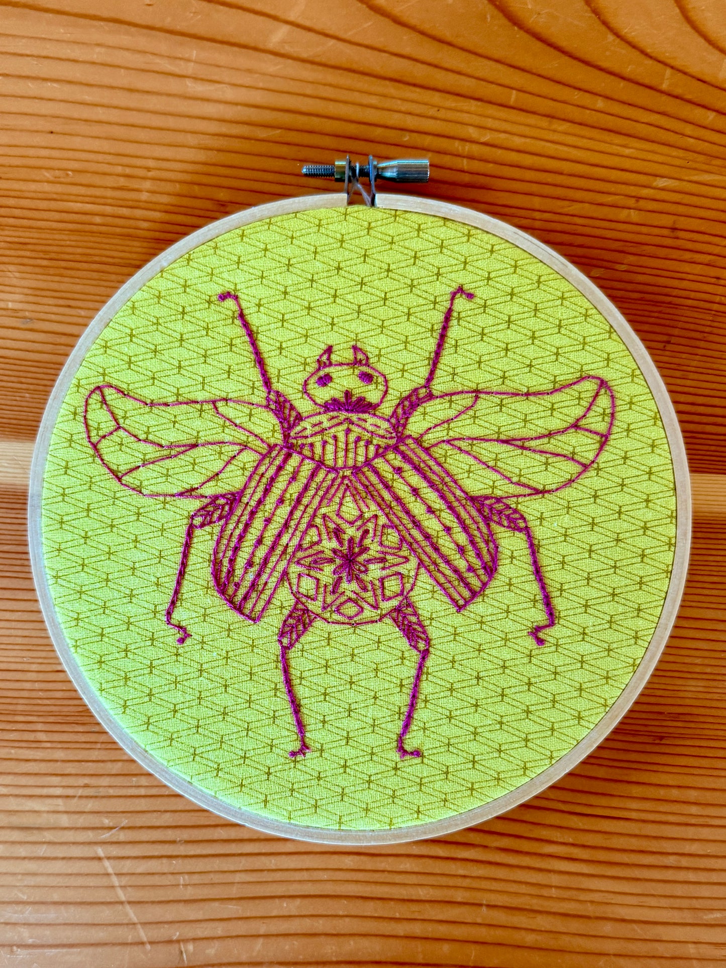Red Beetle Embroidered Hoop
