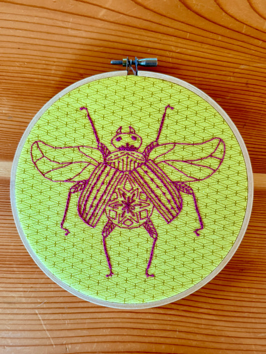 Red Beetle Embroidered Hoop