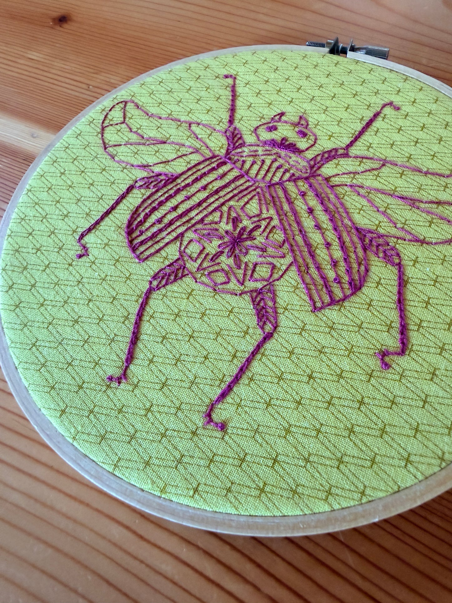 Red Beetle Embroidered Hoop