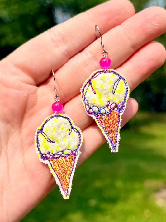 Ice Cream Fabric Earrings