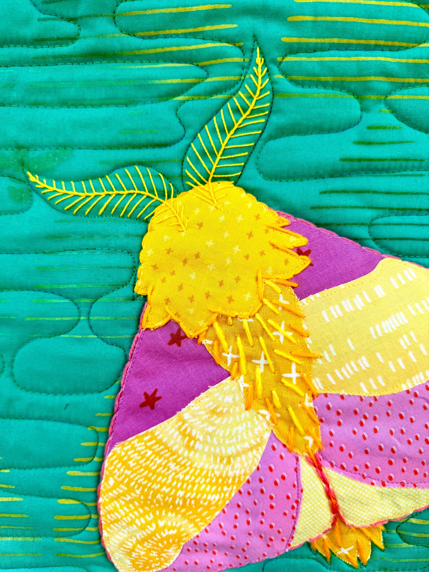 Rosy Maple Moth Original Quilt